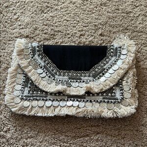 Elegant Black and Silver Embellished Clutch